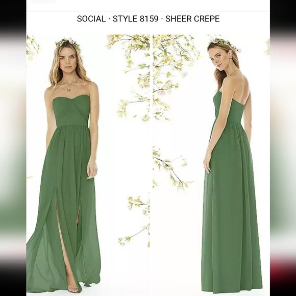 Social Bridesmaids Dress, Style 8159, Strapless, in "Moss" color, size 6 - Picture 1 of 2